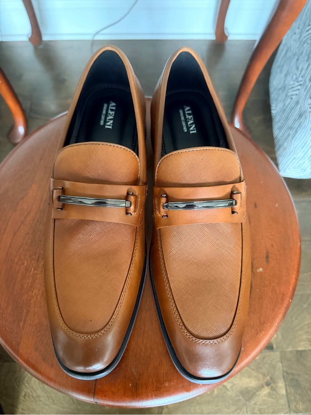 Alfani Men's Brown Leather Bit-Detail Slip-On Loafers
